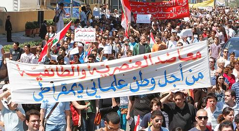 Les participants à la «marche des laïques» ont arpenté, dimanche, le centre de Beyrouth.